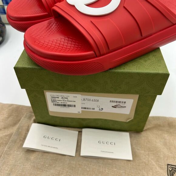 Men's Gucci interlocking G rubber Pool slides size 12 made in Italy - Picture 4 of 9